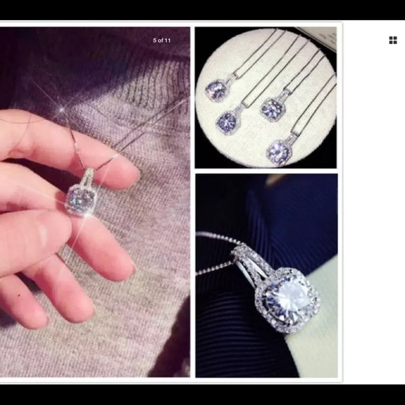 New sterling silver crystal pendant necklace 20” - Picture 3 of 8